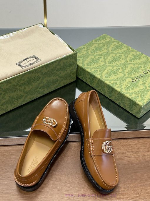 2025 early spring new single shoe women's gold double G-button loafers▫️ Original customizedb193yklq - Image 8
