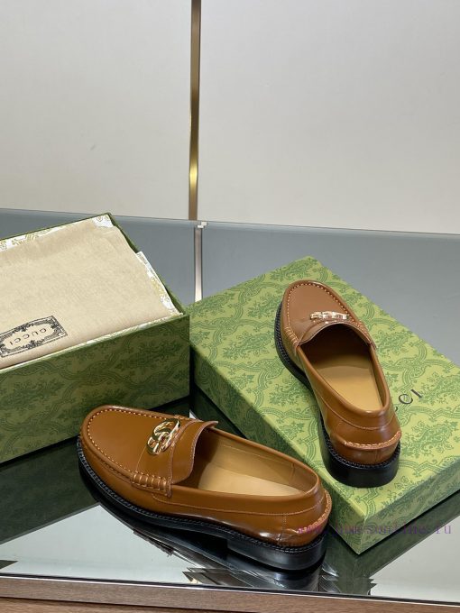 2025 early spring new single shoe women's gold double G-button loafers▫️ Original customizedb193yklq - Image 9