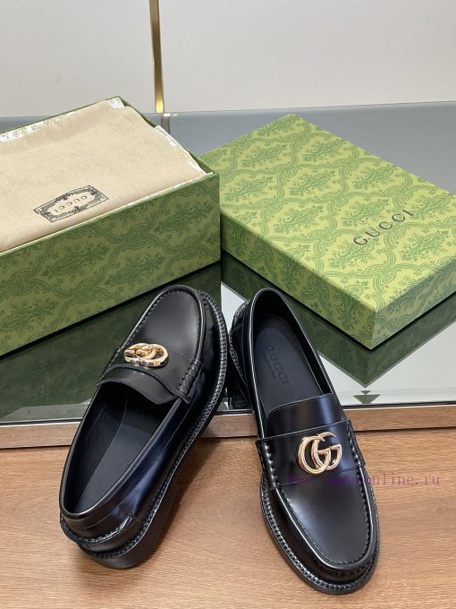 2025 early spring new single shoe women's gold double G-button loafers▫️ Original customizedeku04h20 - Image 7