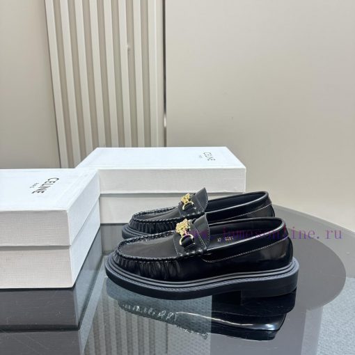 Top Celine Celine 2024 Autumn/Winter New Arc de Triomphe Tassel Retro Thick soled Le Fu Shoem1uyl9qc