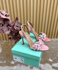 Aquazzura 2024 New Top Pineapple Women's Flower High Heel Sandals Original 1:1 Open Model He65o15r2s
