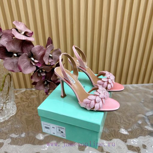 Aquazzura 2024 New Top Pineapple Women's Flower High Heel Sandals Original 1:1 Open Model He65o15r2s