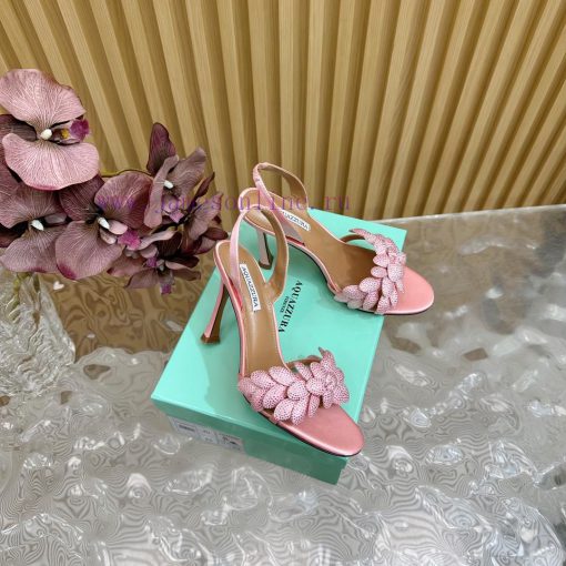 Aquazzura 2024 New Top Pineapple Women's Flower High Heel Sandals Original 1:1 Open Model He65o15r2s - Image 3