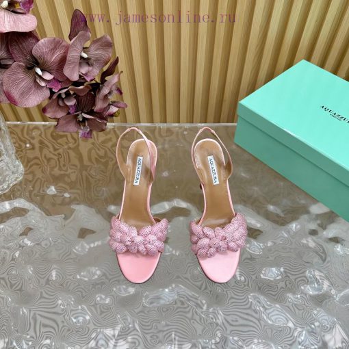 Aquazzura 2024 New Top Pineapple Women's Flower High Heel Sandals Original 1:1 Open Model He65o15r2s - Image 5