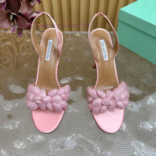 Aquazzura 2024 New Top Pineapple Women's Flower High Heel Sandals Original 1:1 Open Model He65o15r2s - Image 6