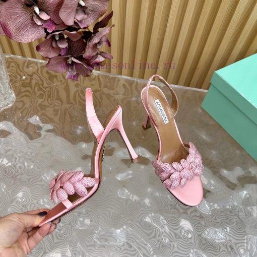 Aquazzura 2024 New Top Pineapple Women's Flower High Heel Sandals Original 1:1 Open Model He65o15r2s - Image 7