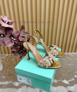 Aquazzura 2024 New Top Pineapple Women's Flower High Heel Sandals Original 1:1 Open Model Heefdljkte
