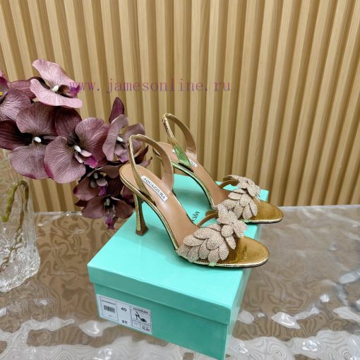 Aquazzura 2024 New Top Pineapple Women's Flower High Heel Sandals Original 1:1 Open Model Heefdljkte