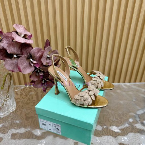Aquazzura 2024 New Top Pineapple Women's Flower High Heel Sandals Original 1:1 Open Model Heefdljkte - Image 2