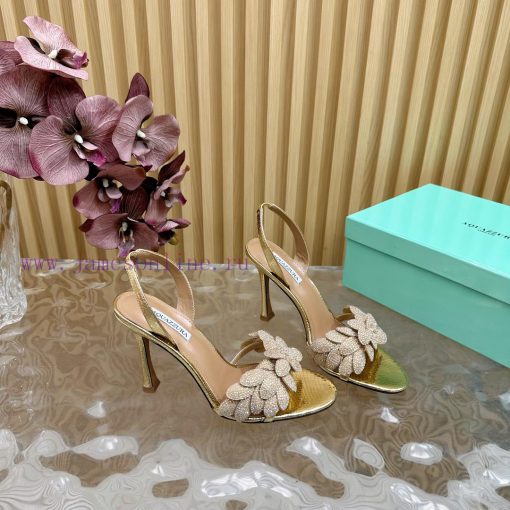 Aquazzura 2024 New Top Pineapple Women's Flower High Heel Sandals Original 1:1 Open Model Heefdljkte - Image 9