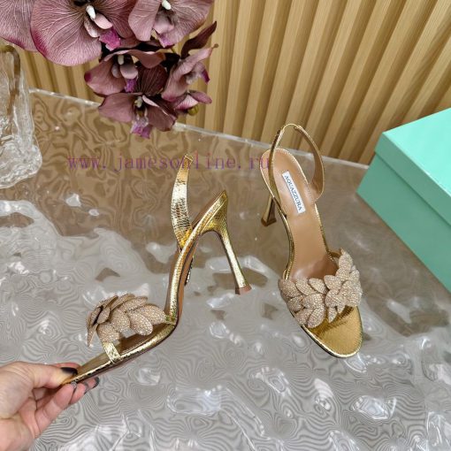 Aquazzura 2024 New Top Pineapple Women's Flower High Heel Sandals Original 1:1 Open Model Heefdljkte - Image 10