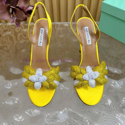 Aquazzura 2024 New Top Pineapple Women's Flower High Heel Sandals Original 1:1 Open Model He6filn1on - Image 6