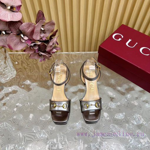 The new 2024 spring/summer GUCCI leopard print horsehair Gucci water platform coarse heel hojtd3zf2i - Image 5