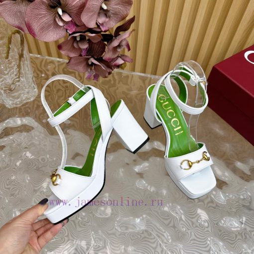 The new 2024 spring/summer GUCCI leopard print horsehair Gucci water platform coarse heel ho25fhf97m - Image 8