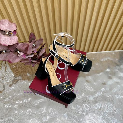 The new 2024 spring/summer GUCCI leopard print horsehair Gucci water platform coarse heel ho2ssgma46 - Image 3