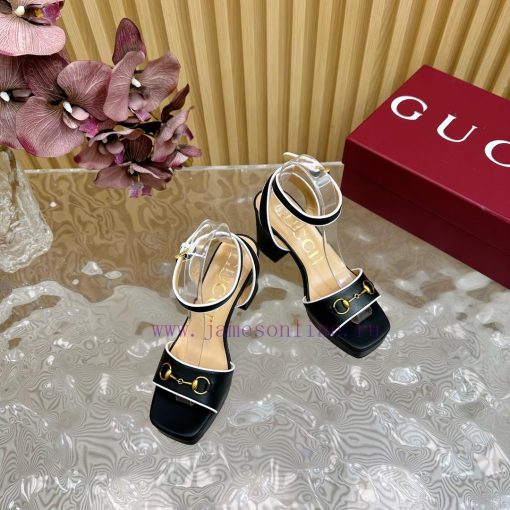 The new 2024 spring/summer GUCCI leopard print horsehair Gucci water platform coarse heel ho2ssgma46 - Image 7