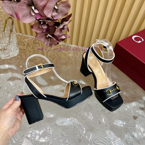 The new 2024 spring/summer GUCCI leopard print horsehair Gucci water platform coarse heel ho2ssgma46 - Image 8