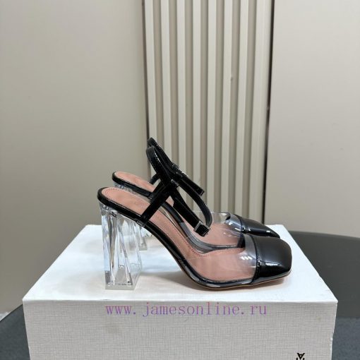 Amina Muaddi film high heelsSatin glossy buckle ankle strap square toe logo leather insole ls90jsvps - Image 7