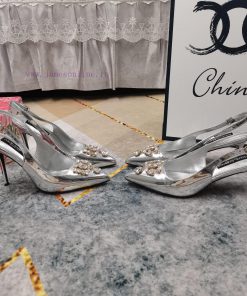 New Top DG2024 new DG rhinestone buckle toe back empty sandalsSexy high heels 10.5cm and comudzr7m18