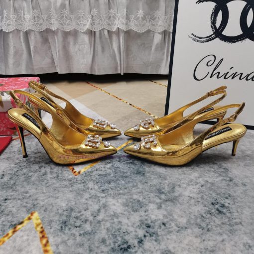 New Top DG2024 new DG rhinestone buckle toe back empty sandalsSexy high heels 10.5cm and comek6p7ndt - Image 2