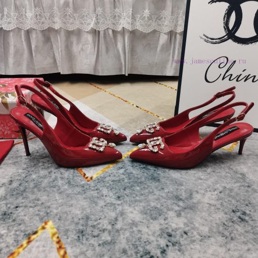 New Top DG2024 new DG rhinestone buckle toe back empty sandalsSexy high heels 10.5cm and com77n2isvp