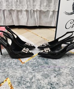 New Top DG2024 new DG rhinestone buckle toe back empty sandalsSexy high heels 10.5cm and com73s4v9rd