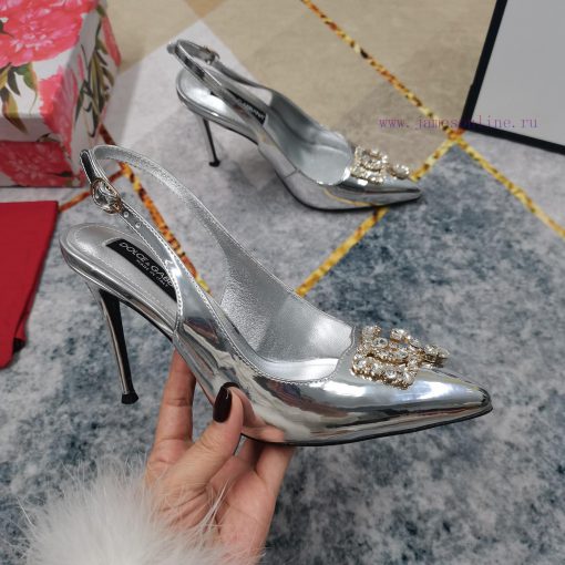 New Top DG2024 new DG rhinestone buckle toe back empty sandalsSexy high heels 10.5cm and comudzr7m18 - Image 9