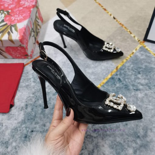 New Top DG2024 new DG rhinestone buckle toe back empty sandalsSexy high heels 10.5cm and com73s4v9rd - Image 9
