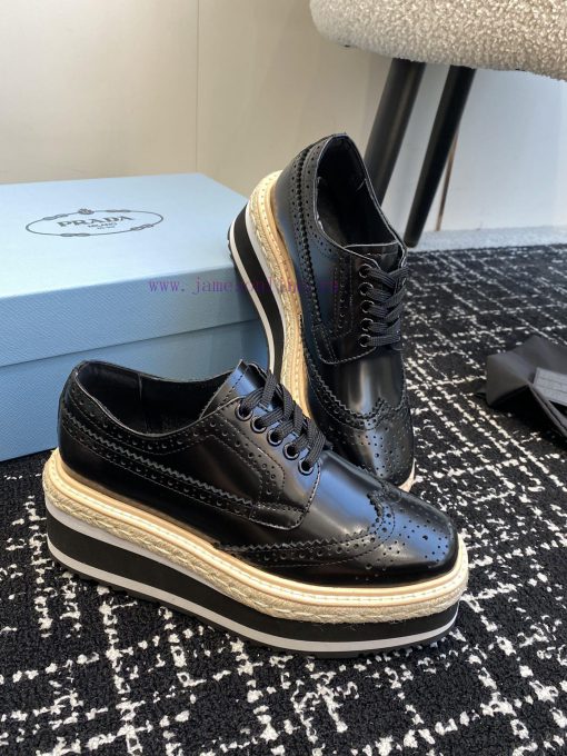 Prada 24ss autumn and winter latest thick soled lace up punched block sponge shoesThe origin9j1t81oj - Image 4