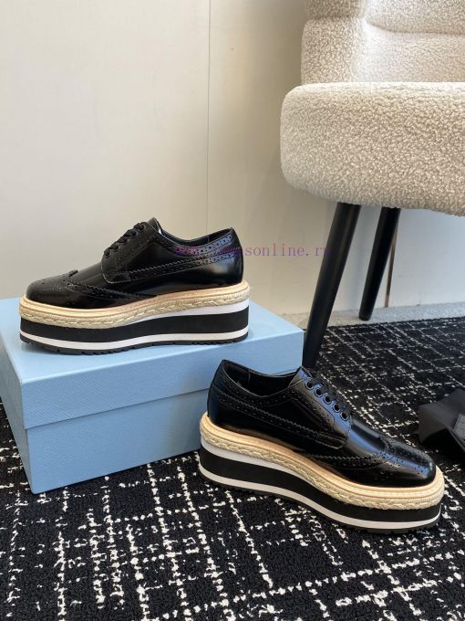 Prada 24ss autumn and winter latest thick soled lace up punched block sponge shoesThe origin9j1t81oj - Image 5