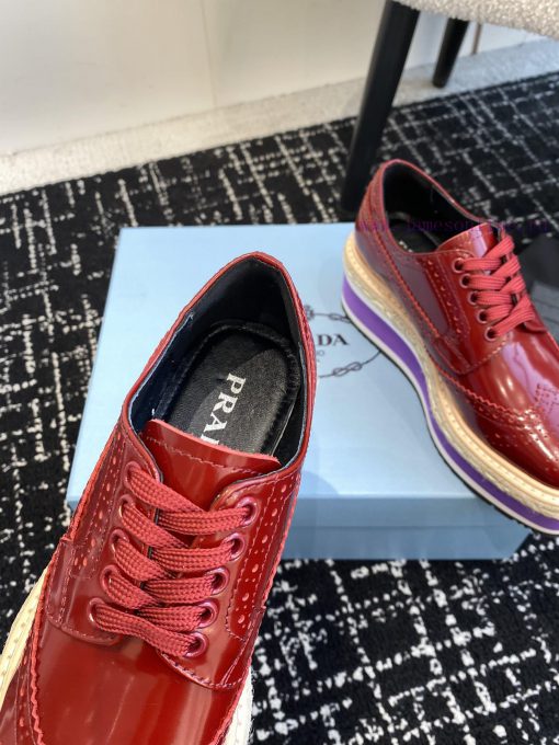 Prada 24ss autumn and winter latest thick soled lace up punched block sponge shoesThe origine4dj0qoo - Image 8