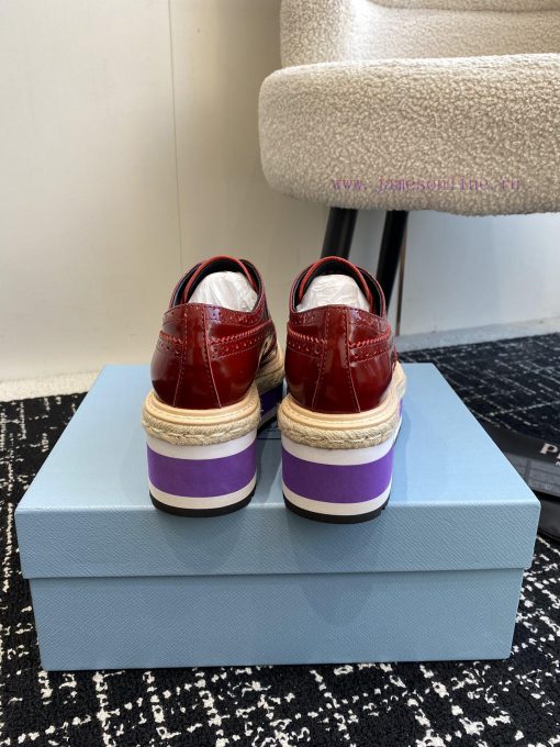 Prada 24ss autumn and winter latest thick soled lace up punched block sponge shoesThe origine4dj0qoo - Image 9