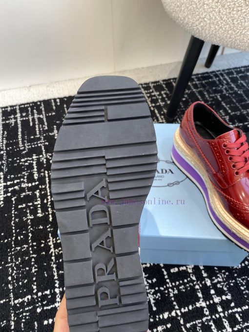 Prada 24ss autumn and winter latest thick soled lace up punched block sponge shoesThe origine4dj0qoo - Image 10