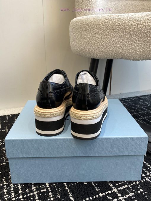 Prada 24ss autumn and winter latest thick soled lace up punched block sponge shoesThe origin9j1t81oj - Image 9