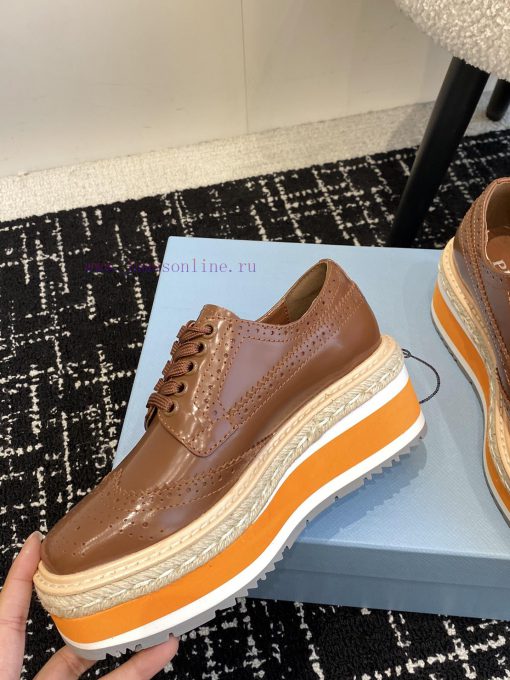 Prada 24ss autumn and winter latest thick soled lace up punched block sponge shoesThe origint95pt83m - Image 7