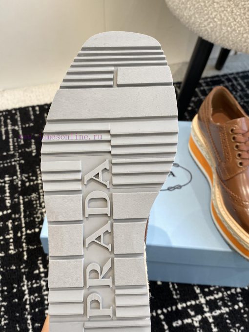 Prada 24ss autumn and winter latest thick soled lace up punched block sponge shoesThe origint95pt83m - Image 10
