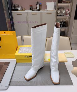 Wooden grain thick heeled pants boots/square toe single shoesFendi Top Edition 2023 Officialmre6e3hz