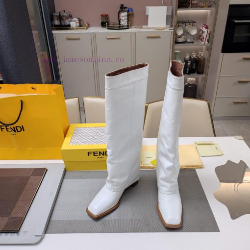 Wooden grain thick heeled pants boots/square toe single shoesFendi Top Edition 2023 Officialmre6e3hz