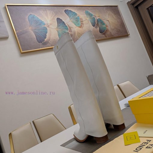 Wooden grain thick heeled pants boots/square toe single shoesFendi Top Edition 2023 Officialmre6e3hz - Image 6