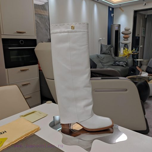 Wooden grain thick heeled pants boots/square toe single shoesFendi Top Edition 2023 Officialmre6e3hz - Image 9