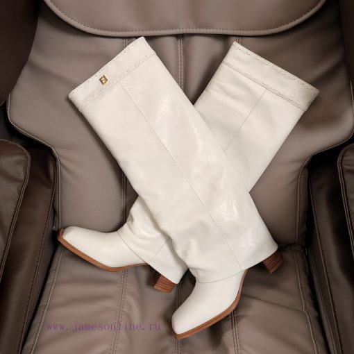 Wooden grain thick heeled pants boots/square toe single shoesFendi Top Edition 2023 Officialmre6e3hz - Image 10