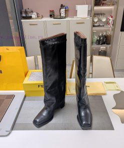 Wooden grain thick heeled pants boots/square toe single shoesFendi Top Edition 2023 Officialjkh3iit8