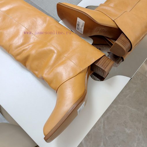 Wooden grain thick heeled pants boots/square toe single shoesFendi Top Edition 2023 Officialezv0v30s - Image 8