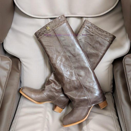 Wooden grain thick heeled pants boots/square toe single shoesFendi Top Edition 2023 Officialg4dvqo1j - Image 10