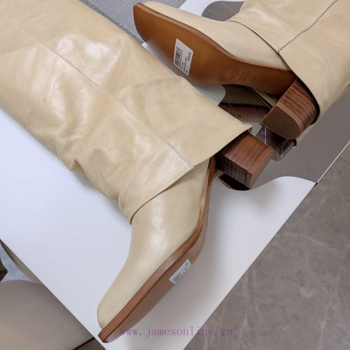 Wooden grain thick heeled pants boots/square toe single shoesFendi Top Edition 2023 Officialonw8abcs - Image 9