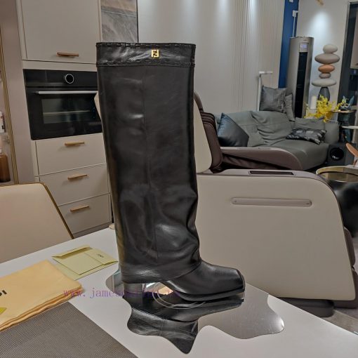 Wooden grain thick heeled pants boots/square toe single shoesFendi Top Edition 2023 Officialjkh3iit8 - Image 9