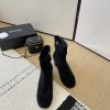 Chanel thick heel high-heeled short boots with side zipper and double C-buckle decoration fa9pywlw36