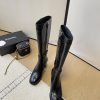 Chanel thick heel high-heeled boots with side zipper and double C-buckle decoration fashion halcb8pv