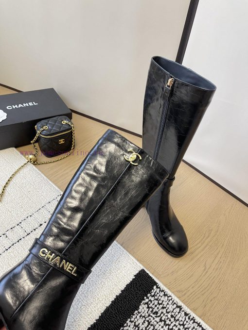 Chanel thick heel high-heeled boots with side zipper and double C-buckle decoration fashion halcb8pv - Image 10