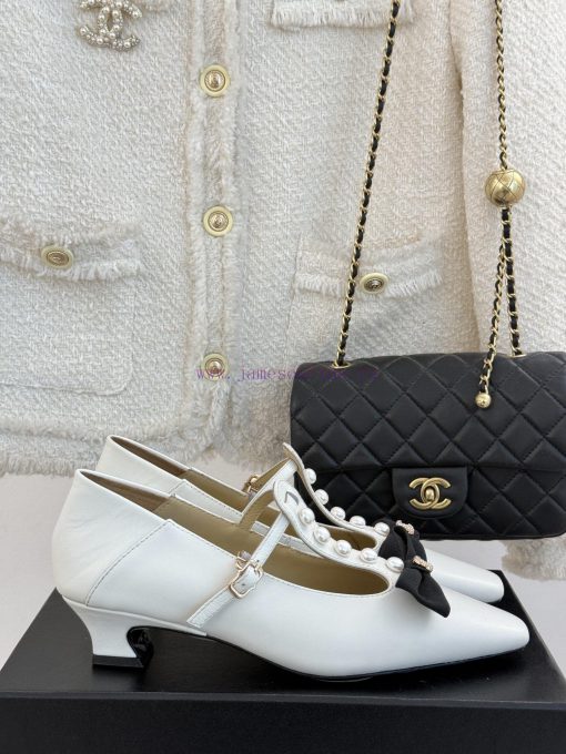 Chanel | Chanel 25C Early Spring New ProductDouble C color blocked bow pearl Mary Jane shoesnw8vqu5g - Image 2